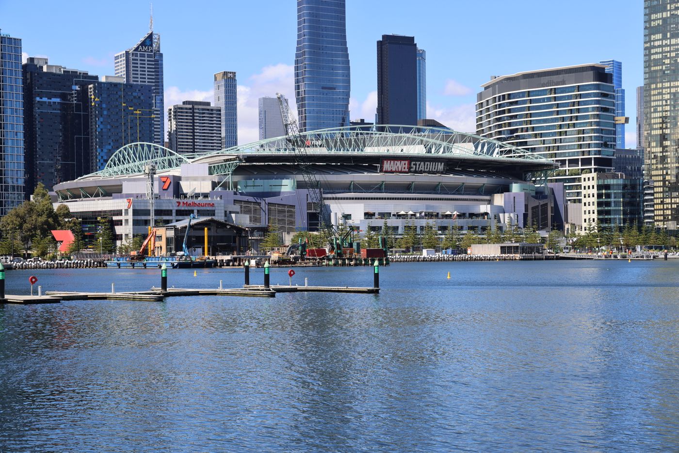 Melbourne skyline featuring Marvel Stadium and the Yarra River waterfront, Australia, one of two countries compared in this post-study work guide